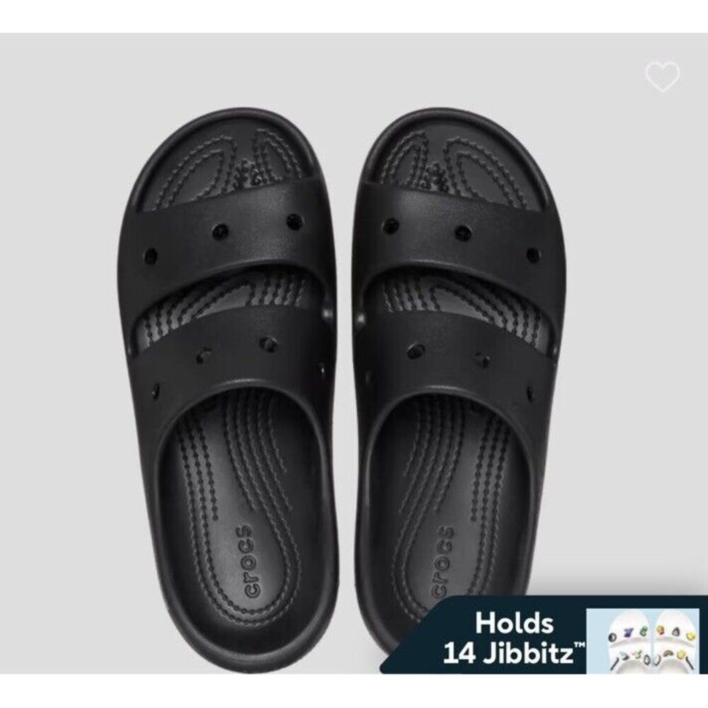 CROCS Classic Double Strap‎ Black Unisex Flip Flop Sandal Men's 10 Women's 12